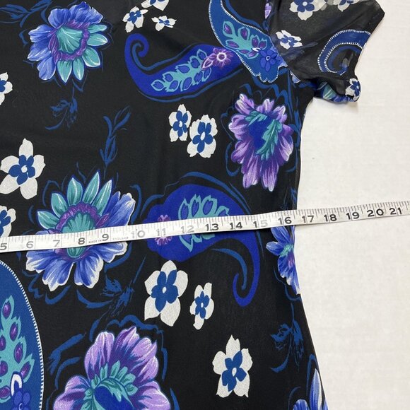 Vintage American Angel Dress Womens XL Dark Floral Chiffon Layered Max Fairy Y2K - Picture 7 of 8